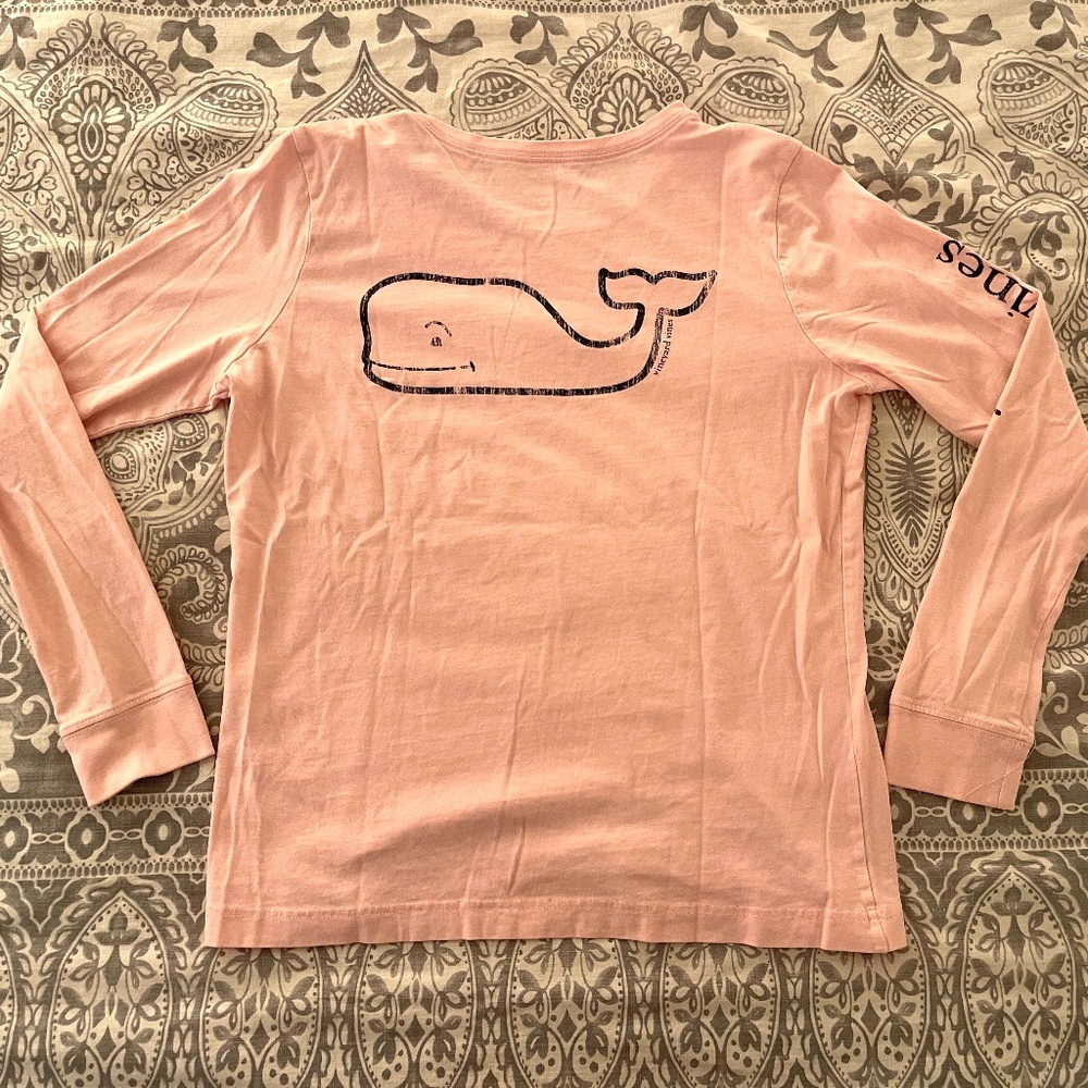 Vineyard Vines Light Pink Long Sleeve Cotton T-Shirt Size Medium